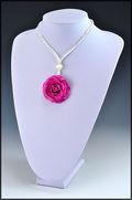 Rose Blossom Pendant in Fuchsia-Medium Size with Cotton Cord