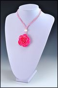 Rose Blossom Pendant in Pink-Medium Size with Cotton Cord