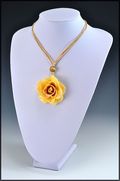 Rose Blossom Pendant in White-Medium Size with Cotton Cord