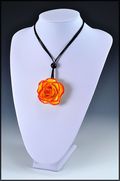 Rose Blossom Pendant in Yellow/Red-Medium Size with Cotton Cord