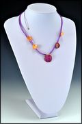 Purple Rose Petal Necklace with Burgundy and Fuchsia Petals on Purple Cord