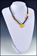 Yellow Rose Petal Necklace with Orange and Yellow Petals on Black Cord