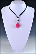 Fuchsia Rose Choker on Black Cord