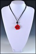 Red Rose Choker on Black Cord