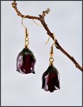 Natural Burgundy Rose Earrings