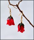 Natural Red Rose Earrings