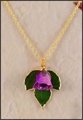 Natural Rose Necklace w/Three Leaves in Lilac