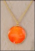 Orange Rose Petal Pendant Trimmed in Gold