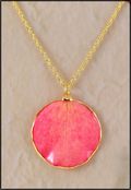 Pink Rose Petal Pendant Trimmed in Gold