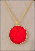 Red Rose Petal Pendant Trimmed in Gold