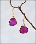 Lavender Rose Petal Earrings Trimmed in Gold