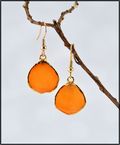 Orange Rose Petal Earrings Trimmed in Gold