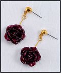 Rose Twirl Earrings in Burgundy
