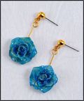 Rose Twirl Earrings in Blue