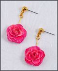 Rose Twirl Earrings in Fuchsia