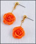 Rose Twirl Earrings in Orange