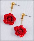 Rose Twirl Earrings in Red