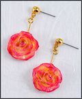 Rose Twirl Earrings in White/Pink