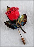 Copper Mini Rose Pin in Red