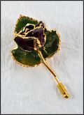 Gold Mini Rose Stick Pin Trimmed in Burgundy