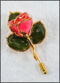 Gold Mini Rose Stick Pin Trimmed in Pink