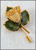 Gold Mini Rose Stick Pin Trimmed in White