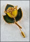 Gold Mini Rose Stick Pin Trimmed in Yellow