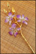 Gold Trimmed Dendrobium Orchid 3 Blossom Stem - Lilac