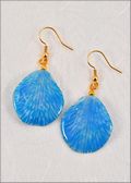 Natural Orchid Petal Earrings in Blue Veins with Gold Plated Findings
