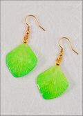 Natural Orchid Petal Earrings in Green with Gold Plated Findings