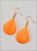 Natural Orchid Petal Earrings in Orange Veins with Gold Plated Findings