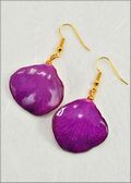 Natural Orchid Petal Earrings in Purple with Gold Plated Findings