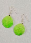 Natural Orchid Earrings in Green with Silver Plated Findings
