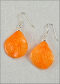 Natural Orchid Petal Earrings in Orange with Silver Plated Findings