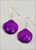 Natural Orchid Petal Earrings in Purple with Silver Plated Findings