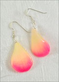Natural Orchid Petal Earrings in White/Pink with Silver Plated Findings