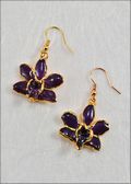 Gold Trimmed Dendrobium Orchid Earrings, Pair - Violet