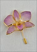 Gold Trimmed Dendrobium Orchid Pin - Lilac