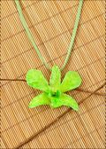 Natural Orchid Pendant in Green with Leather Cord