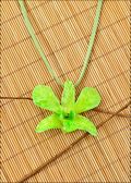 Natural Orchid Pendant in Green with Leather Cord