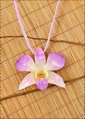 Natural Orchid Pendant in Lilac with Leather Cord
