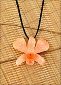 Natural Orchid Pendant in Orange with Leather Cord