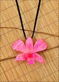 Natural Orchid Pendant in Pink with Leather Cord
