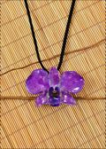 Natural Orchid Pendant in Purple with Leather Cord