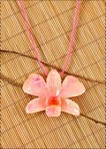 Natural Orchid Pendant in White/Pink with Leather Cord