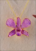 Gold Trimmed Orchid Pendant - Hot Lavender