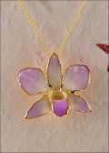 Gold Trimmed Orchid Pendant - Lilac