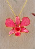 Gold Trimmed Orchid Pendant - Pink