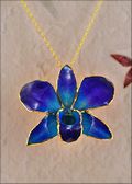 Gold Trimmed Orchid Pendant - Purple/Blue