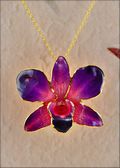 Gold Trimmed Orchid Pendant - Purple/Pink